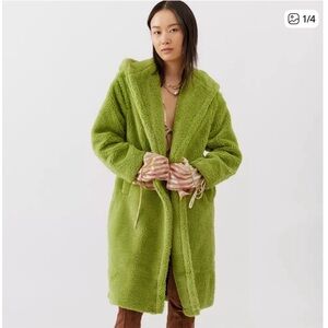 Apparis Mia 2 Faux Shearling Hooded Coat Lime Green M NWOT